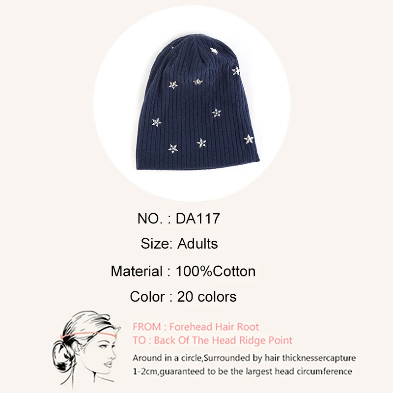 Geebro женская зимняя хлопковая Повседневная Шапка-бини в рубчик со звездами