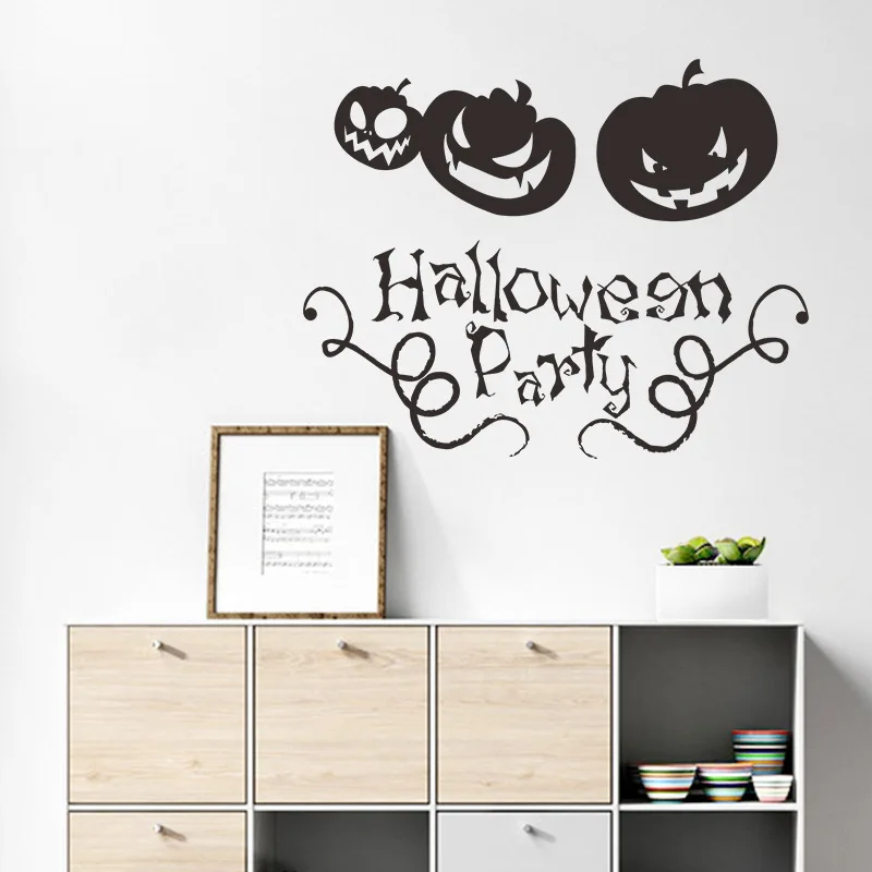 

Alloween Carved Pumpkin Head Window Living Room Bedroom Decorative Wall Stickers