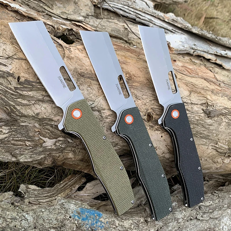 

TUNAFIRE Foldiing Knife D2 Steel blade High-end linen Handle Ball bearings EDC Camping Hunting Knives