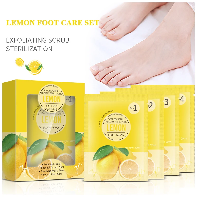 

Lemon Foot Spa Mask Foot Deodorant Anti Crack Cream For Heels Remove Dead Skin Moisturizing Feet Mask Nails Skin Care Bath Set