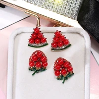 2020 strawberry watermelon crystal drop dangle earrings women fashion jewelry bijoux rhinestone statement earring
