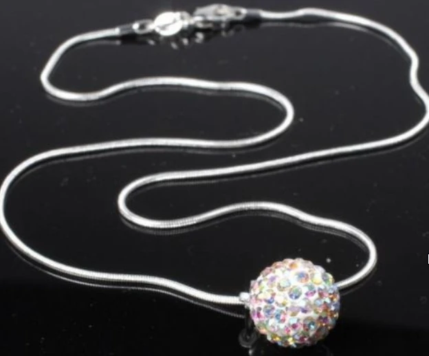 10 мм 5 шт./лот диско шар из бисера посеребренное хрустальное ожерелье 16 дюймов