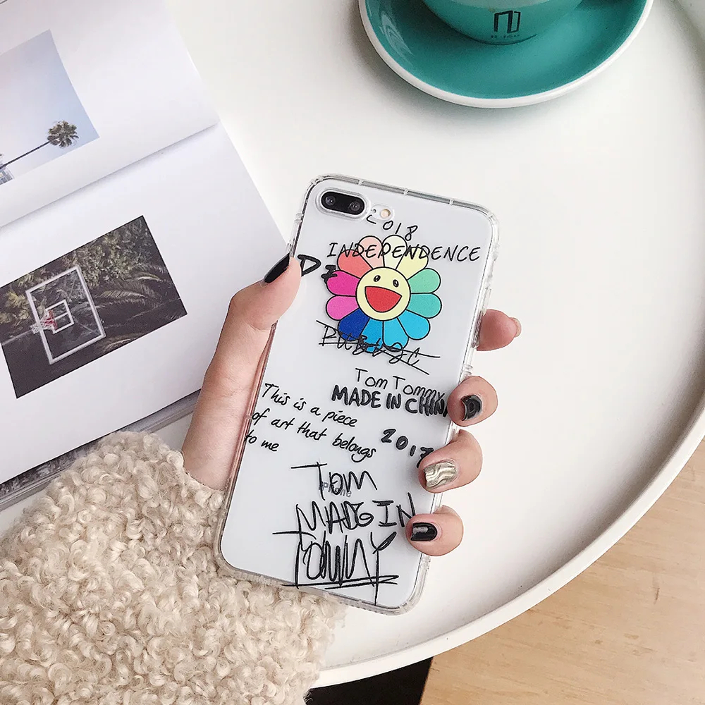 Прозрачный чехол для телефона iPhone 11 Pro X XS MAX XR 6 6s 7 8 Plus с милыми цветочными буквами