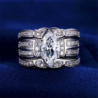 i fdlk classic 3 in 1 ring engagement wedding band rings for women marquise cut aaaaa zircon cz female finger jewelry