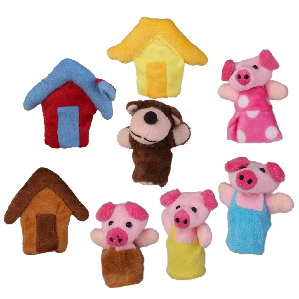 5/8/10Pcs Cartoon Animal Family Finger Puppet Role Play Tell Story Cloth Doll Educational Toys For Children Kids Gifts