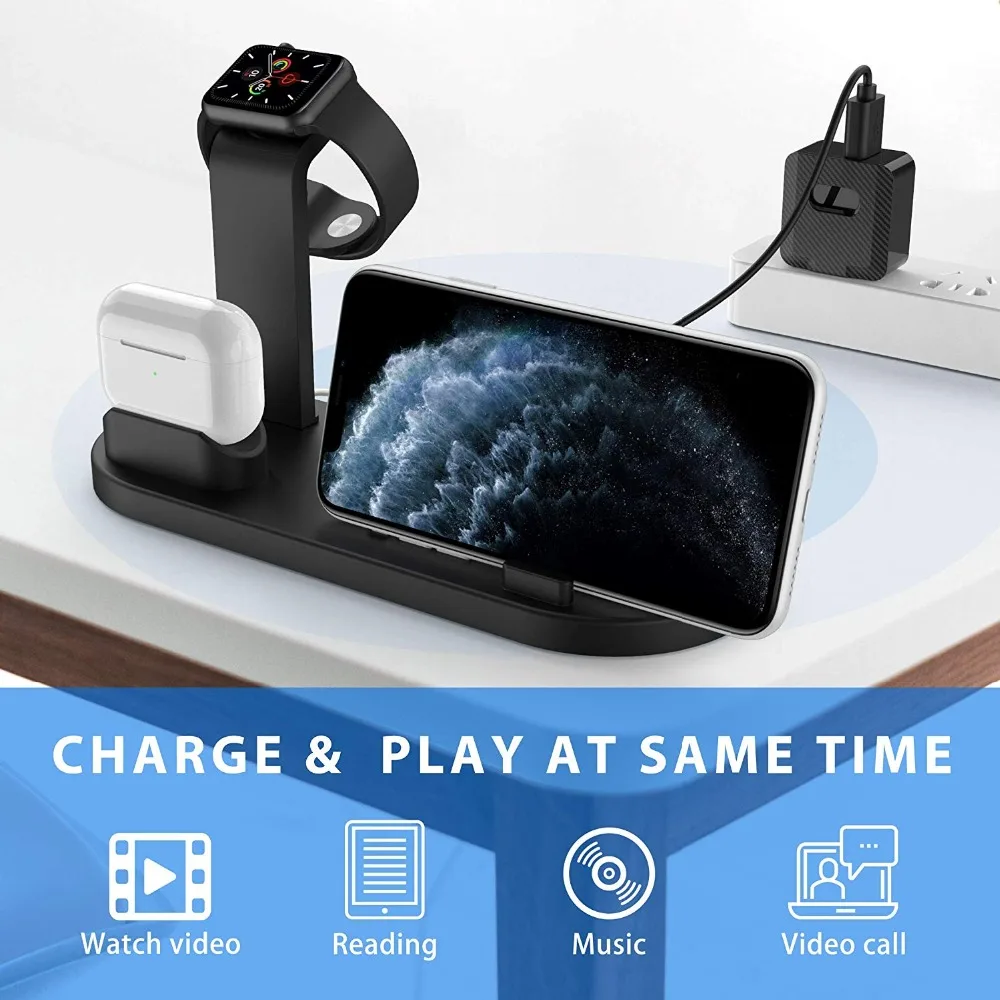 fdgao qi wireless charger dock station phone charging stand for apple iwatch se 6 5 4 3 iphone 13 12 11 xs xr 8 x 8 airpods pro free global shipping