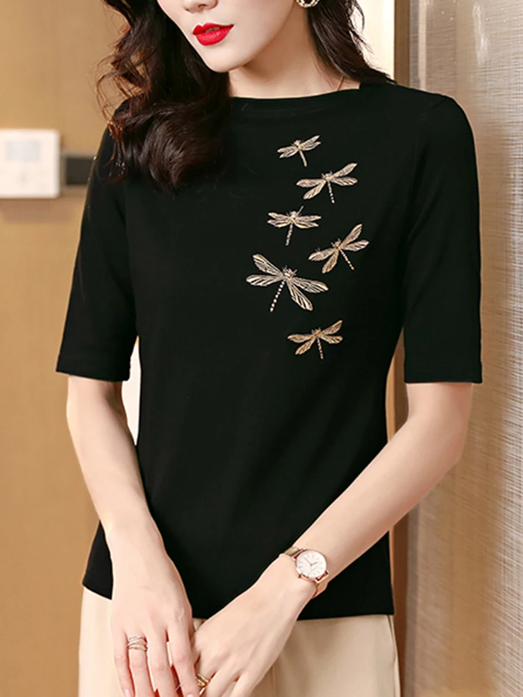 

Футболка женская новая стильная горячая Распродажа футболка с коротким рукавом женская модная черная