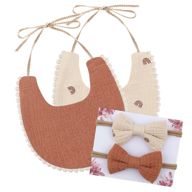 

Моющиеся детские нагрудники XXFE, хлопковое Слюнявчики для новорожденных, яркое женское полотенце для матери с 2 головными повязками для воло...