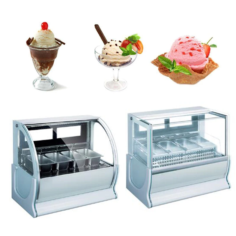 

Commercial 6 Barrel Ice Cream Display Cabinet large Capacity Hard Ice Cream Display Cabinet Ice Porridge Freezers 850W