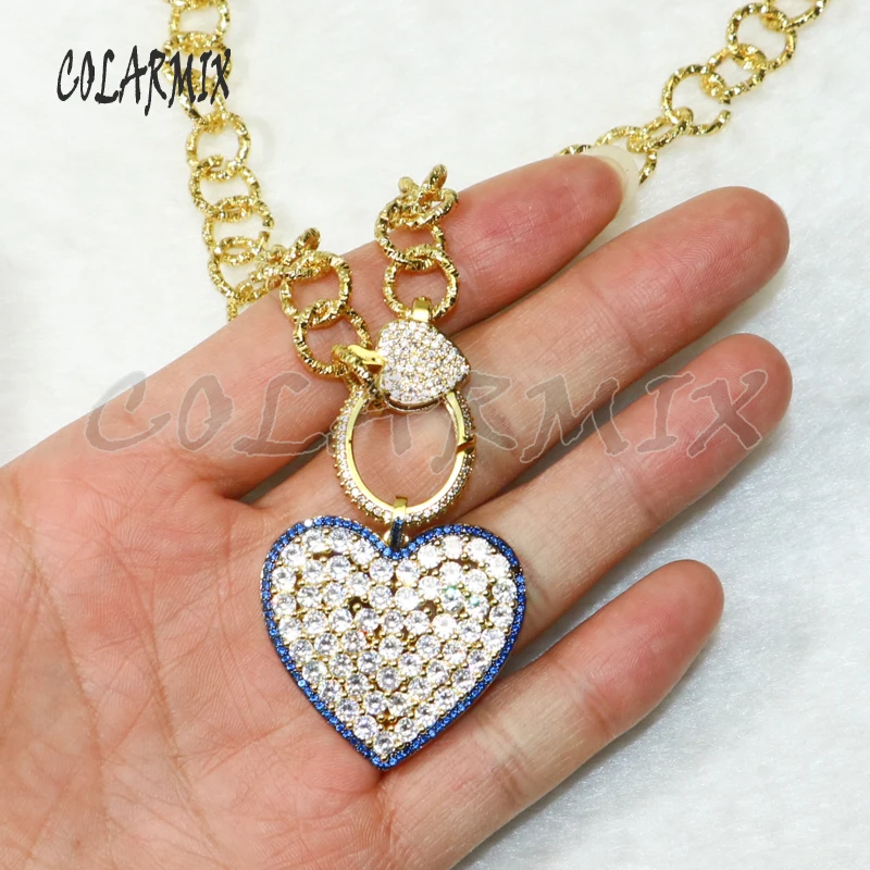 Ожерелье с подвеской в виде большого сердца из хрустального циркония 2 шт.