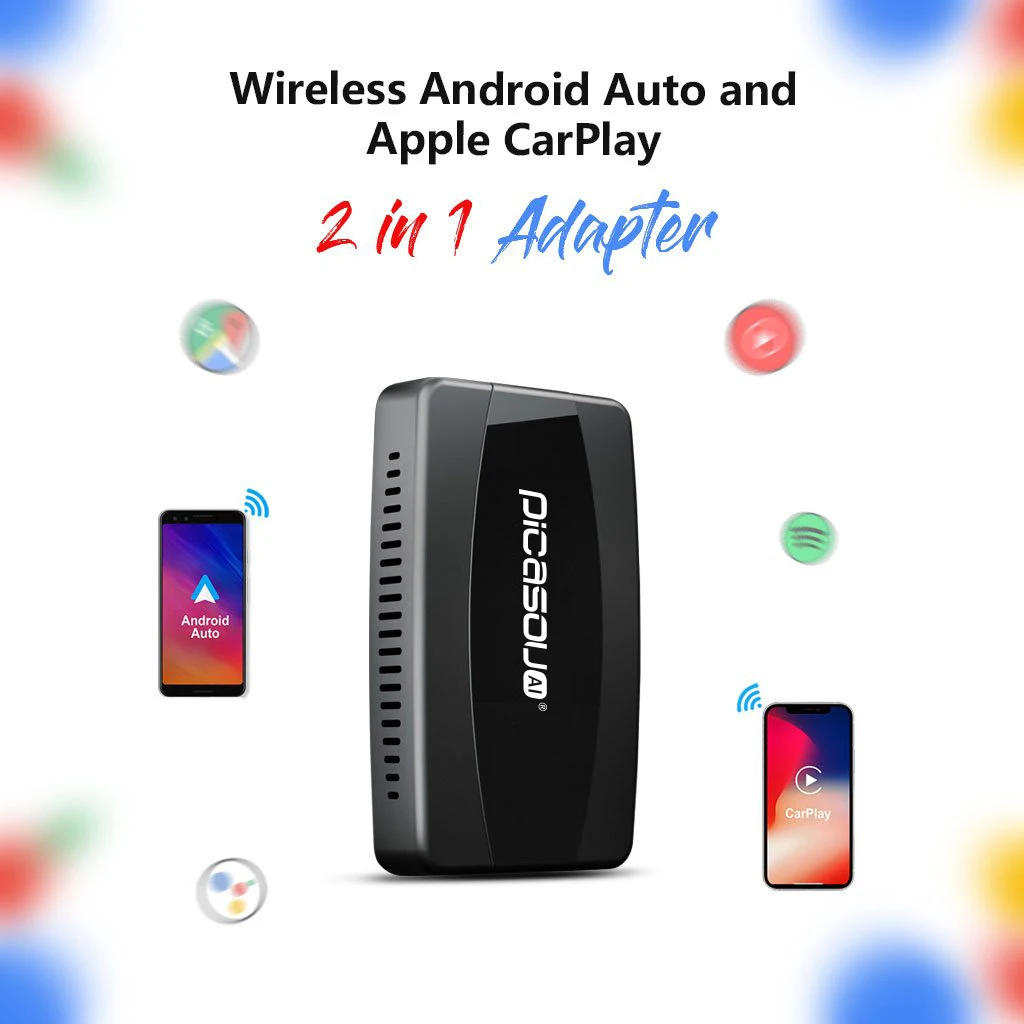

Wireless Android Auto CarPlay 2 in 1 Adapter support Android 11 phone conenect to original car with wired Apple CarPlay adapter