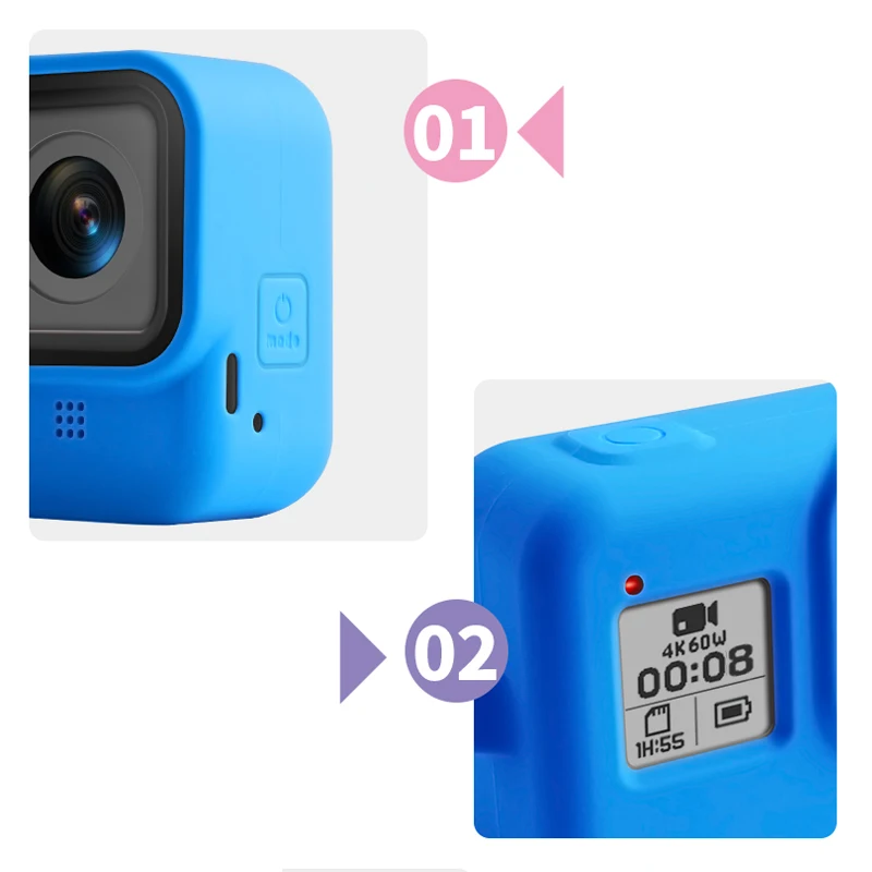 Защитный силиконовый чехол с ремешком на руку для спортивной камеры GoPro 8 аксессуары для спортивных и экшн-видеокамер