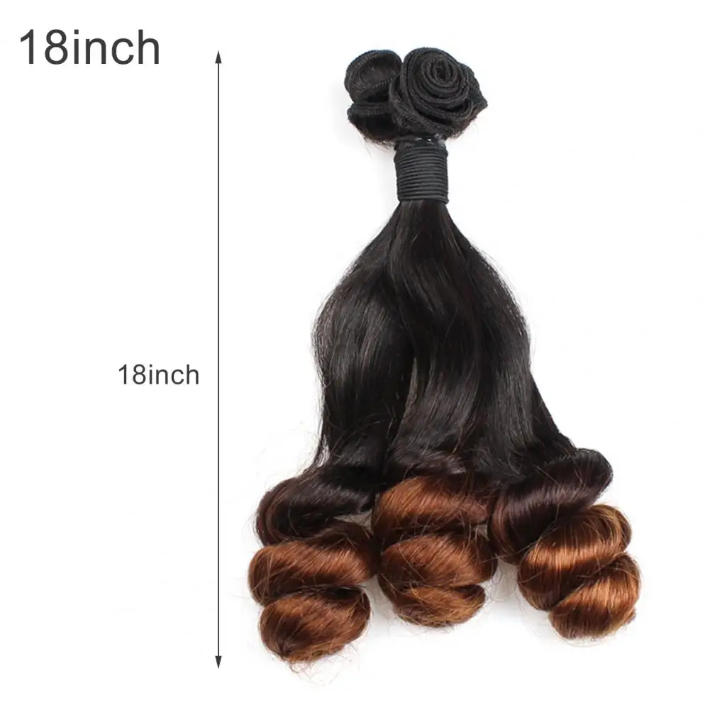 

Hair Weft Natural Long-lasting Light Brown Gradient Brazilian Virgin Bouncy Curl Top Quality Real Hair Weave Bundles for Girl
