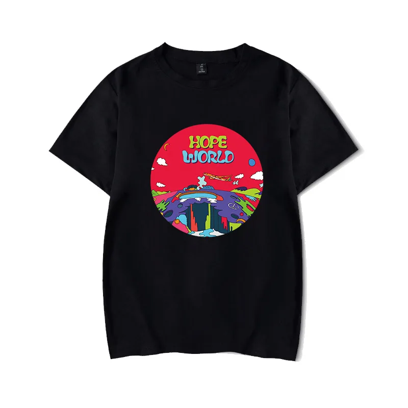 Футболка Kpop HOPE WORLD модная белая футболка из J-HOPE хлопка с героями мультфильмов