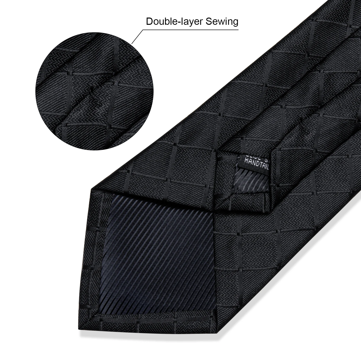 DiBanGu Business Plaid Black Solid Luxury Elegant Silk Ties for Men Designer Tie Buckle Handkerchief Cufflinks Wedding Accessori