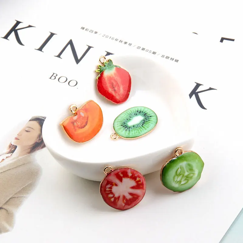 

Sweet Fruit Drop Oil Charms Pendants Tomato Watermelon Slices Alloy Pendants for DIY Jewelry Finding Handmade Accessories