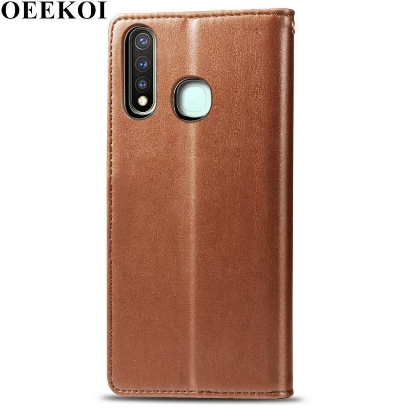OEEKOI чистый цвет из искусственной кожи бумажник флип чехол для Vivo Y19 | Мобильные