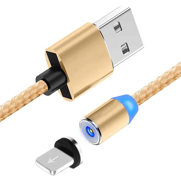 1M Gold 1 м Магнитный 2.4A кабель быстрой зарядки, кабель Micro usb type C магнитное зарядное устройство для IPhone XR XS Max samsung huawei XiaoMi Redmi Note 7 - Цвет: 1M Gold