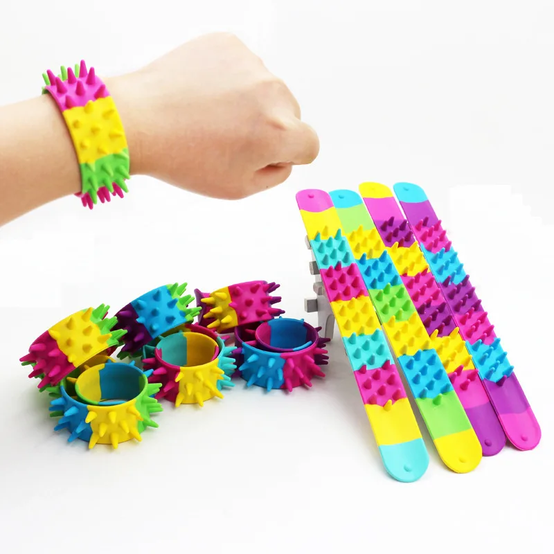 

Spiky Slap Bracelet Silicone Spike Bracelets Office School Classroom Sensory Classic Toy Antistress For Children Funny Jokes Toy