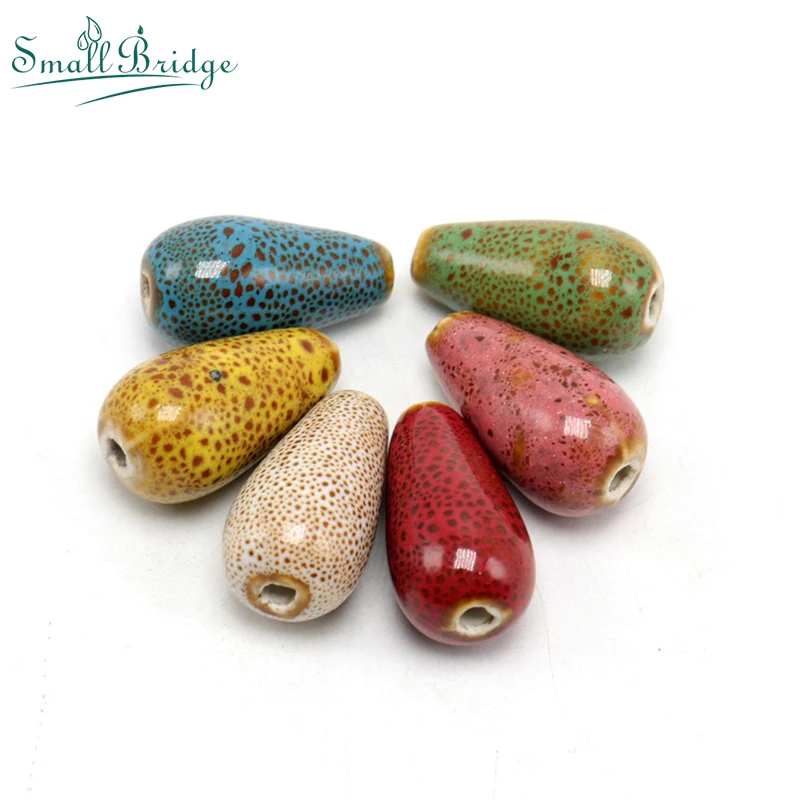 

5/10Pcs Fashion Drop Shape Ceramic Beads For DIY Pendant Necklace Jewelry Making Accessories Charm Flower Glazed Porcelain Bead