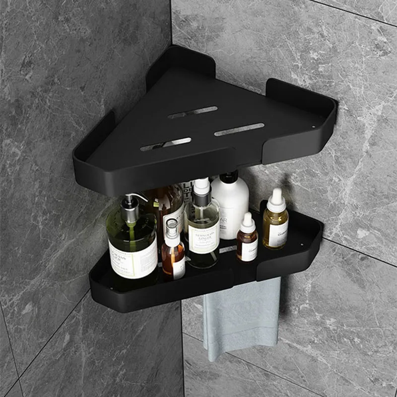 wall mounted corner storage rack black bathroom shelf shower storage triangle shelves towel bar bathroom accessories free global shipping
