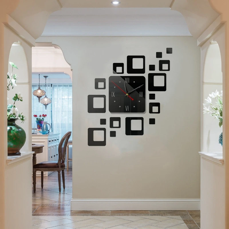

2021 Modern Design Large 3D Wall Clock DIY Quartz Clocks Fashion Art Watches Acrylic Mirror Wall Stickers Living Room Decoration