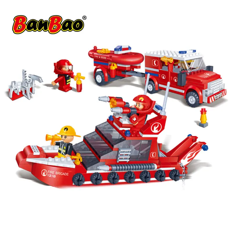 BanBao городской пожарный спасательная лодка модель 8312 Обучающие кирпичи игрушка