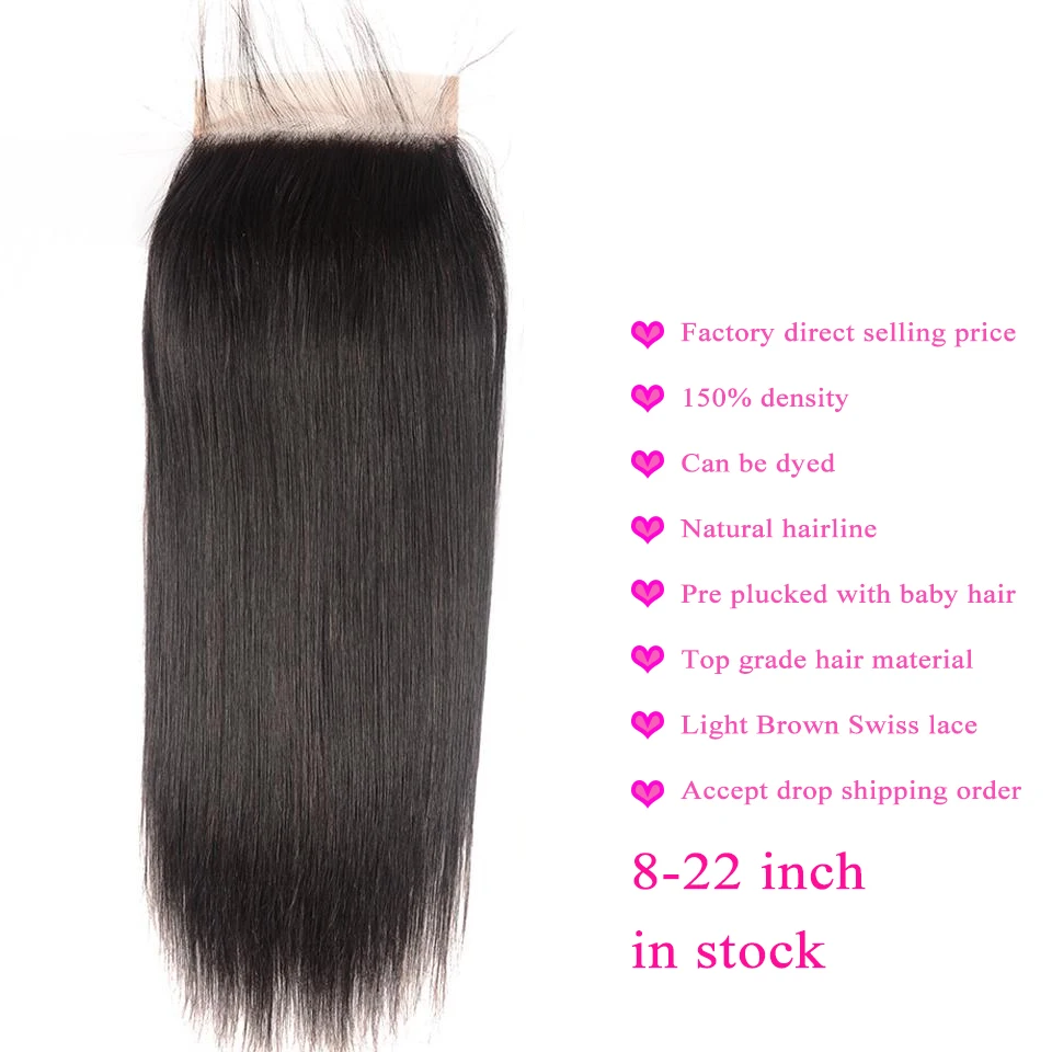 

7x7 Lace Closure With Human Hair Bundles Queenlike Remy Weaving Big Lace 3 4 Brazilian Straight Hair Bundles With Closure