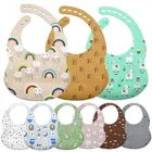 Детские аксессуары для обеденного стола, Детский водонепроницаемый нагрудник с мультяшным принтом, складное слюнявчик, кухонные принадлежности для детей