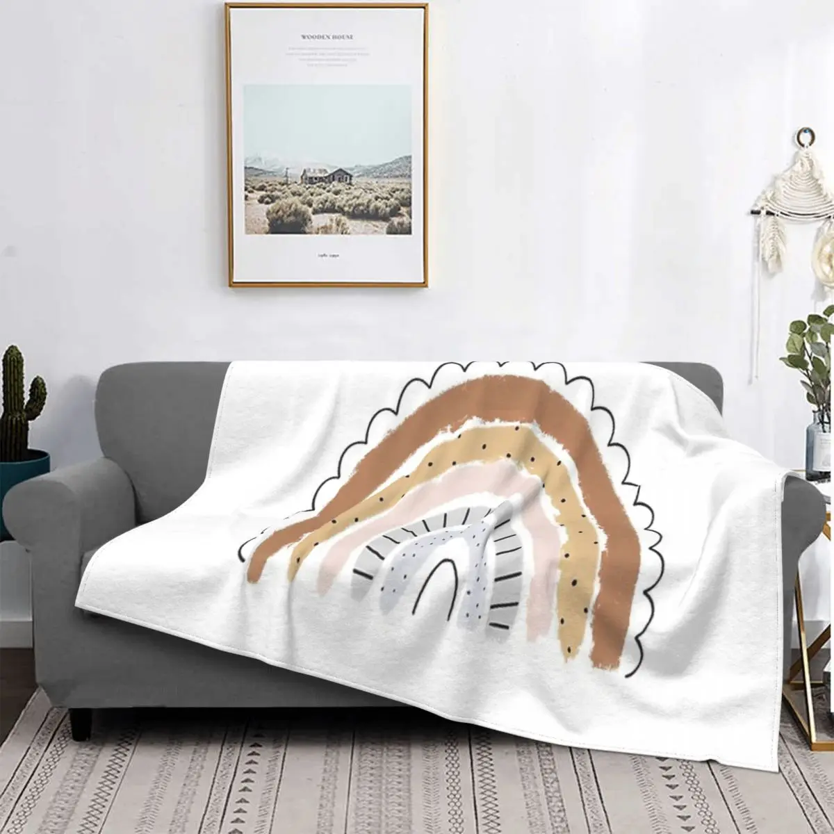 

Manta de arcoiciris feliz, colcha de cama a cuadros, manta de playa, manta de lana, colcha de verano
