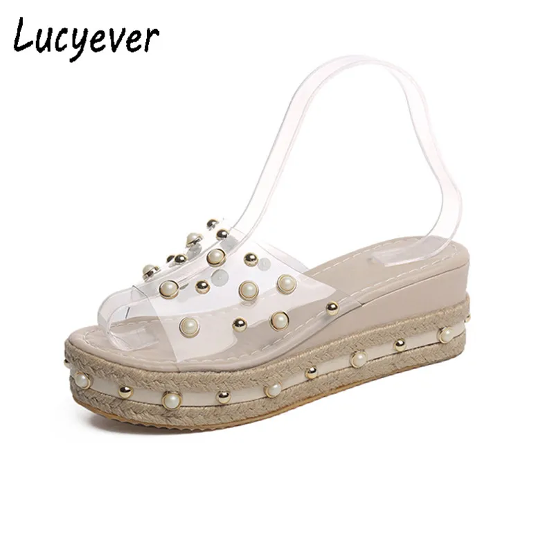 Lucyever/2019 г. летние женские шлепанцы повседневная обувь на танкетке шлёпанцы