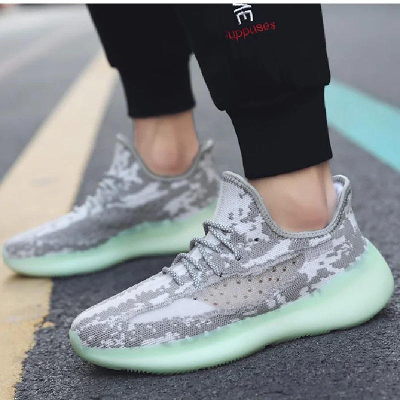 

High Explosive Men's Shoes, Soft Sole, Breathable Woven White Shoes, Sports Trend Casual Shoes, Large Size 39-45