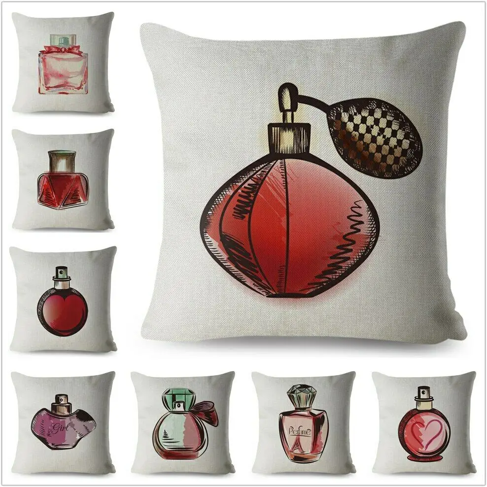 

Cartoon Cosmetics Perfume Bottle Print Cushion Covers Home Decor Pillows Cases