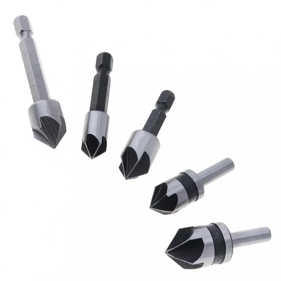 

5pcs/lot HSS Chamfering Tool with 82 Degree Corner Slot and Hexagonal Handle for Punching / Deburring