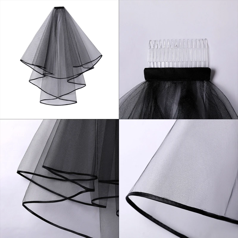 Двухслойная сетчатая Тюлевая однотонная женская короткая свадебная фата с