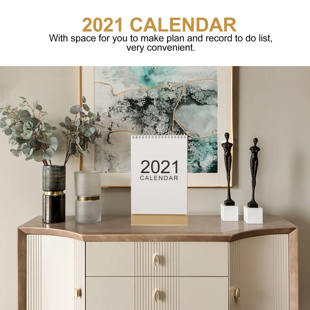 

2 Pcs 2021 Year Calendar Practical Desk Calendar Office Tabletop Calendar Decor