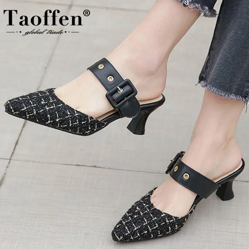 Женские босоножки в стиле пэчворк TAOFFEN мягкие повседневные кожаные туфли