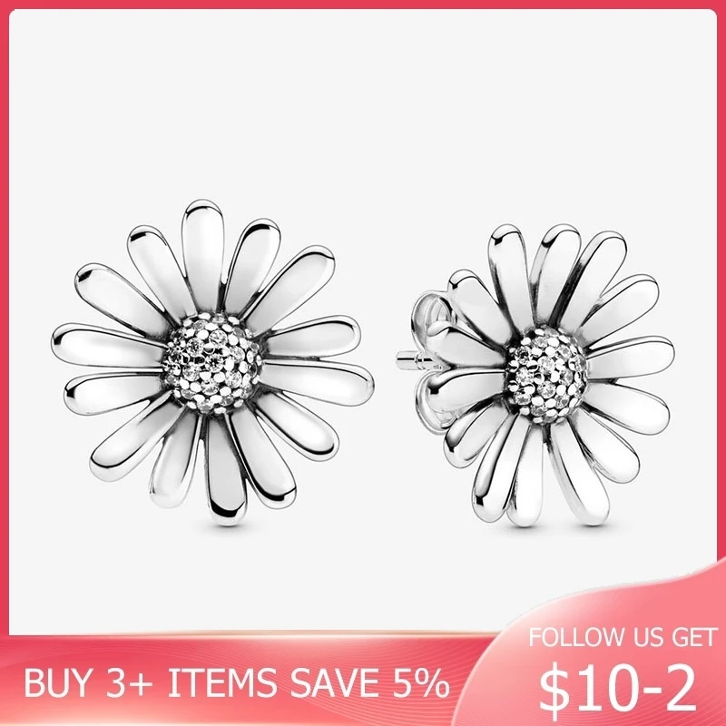 Мода 100% Серебряный цвет серьги проложить параметр Дейзи цветок крупное колье
