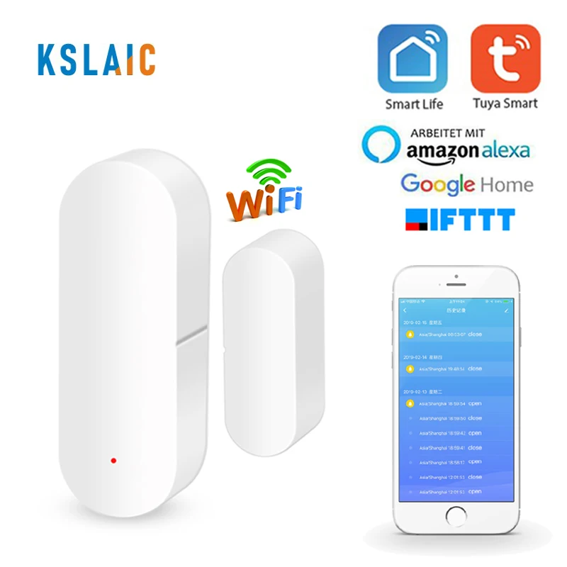 Tuya умная жизнь Датчик Контакта Окна двери WiFi приложение уведомления оповещения