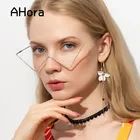 Женские очки в форме буквы V Ahora, с кристаллами, в стиле панк, половинная известность, оправы для очков без украшений для линз, мода 2020