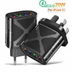 Быстрое зарядное устройство 4,0 3,0 QC3.0, универсальное зарядное устройство 20 Вт, Аксессуары для планшетов iPhone 12 Samsung Xiaomi