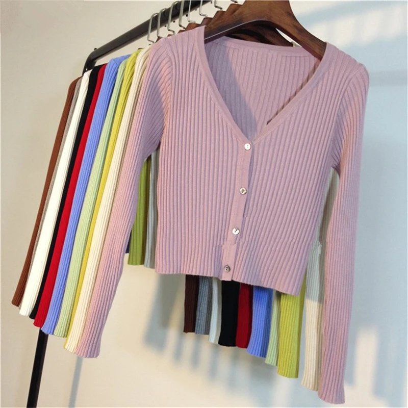 

NORMOV Newly Women Cardigans Women Slim Knitted Sweater 2020 Fashion Long Sleeve Buttons Thin Sweater