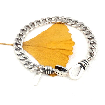 Простой плоский браслет-цепочка из стерлингового серебра 925 пробы для мужчин и