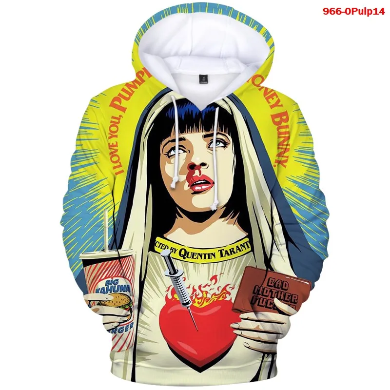 

Brand Hoodies Pulp Fiction 3d Thin Harajuku Hoodie Streetwear Men Women Japanese Streetwear Oversized O-neck Sweatshirt Harajuku