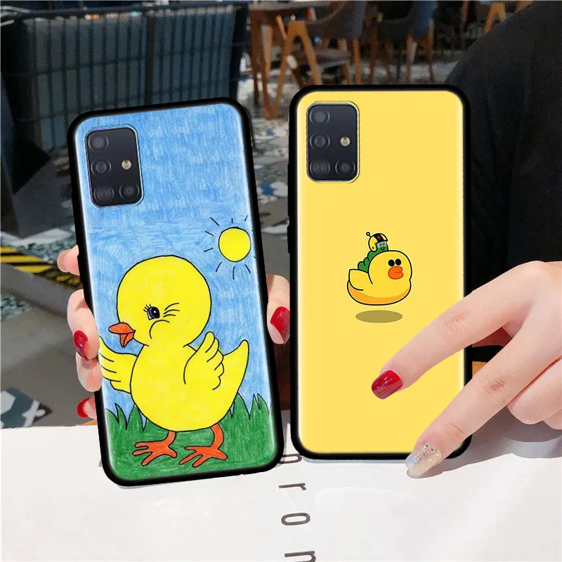 

Cute Yellow Duck Animals Colorful Case For Samsung Galaxy A51 A71 M31 A41 A31 A11 A01 M51 M21 M11 M40 Black Soft Phone Cover Fun