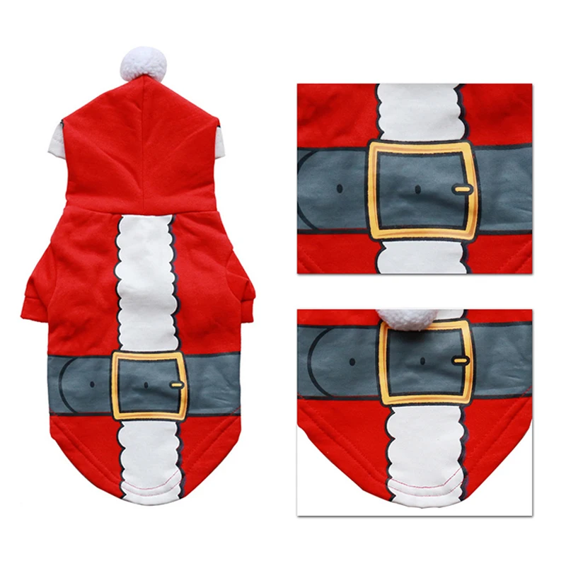 Одежда для собак и щенков Милый мягкий дышащий костюм с капюшоном рождественской