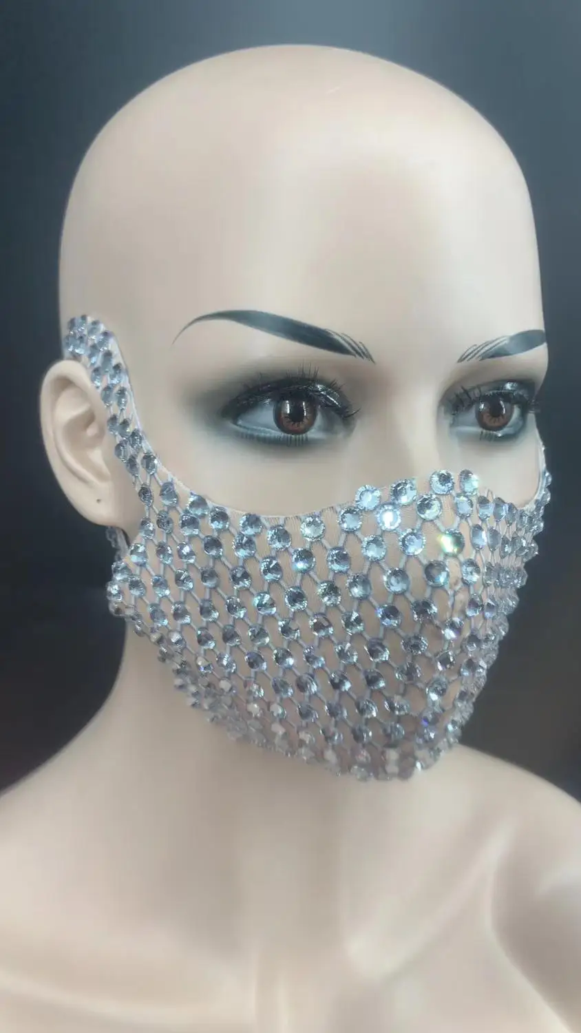 New Fashion Rhinestones Masks Party Show Costume Performance Evening Club Dance Wear Singer Stones | Тематическая одежда и
