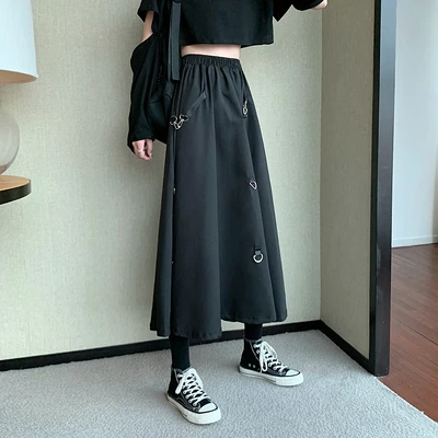 Новая юбка средней длины с эластичным поясом и тонкой пряжкой | Женская одежда