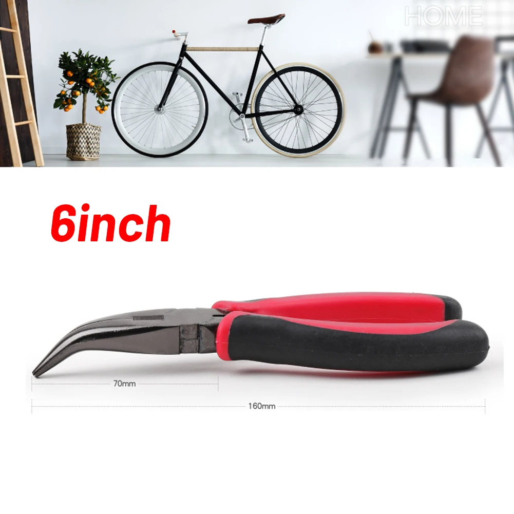

Industrial 6" 160mm Bent Snip Needle Nose Pliers Wire Cutter Angle Jaw Tongs Hand Tools