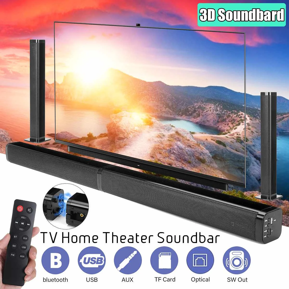 

4*10W Detachable Bluetooth Speaker Box Wireless Bass Subwoofer Soundbar Speakers for TV Home Theater System Sound box